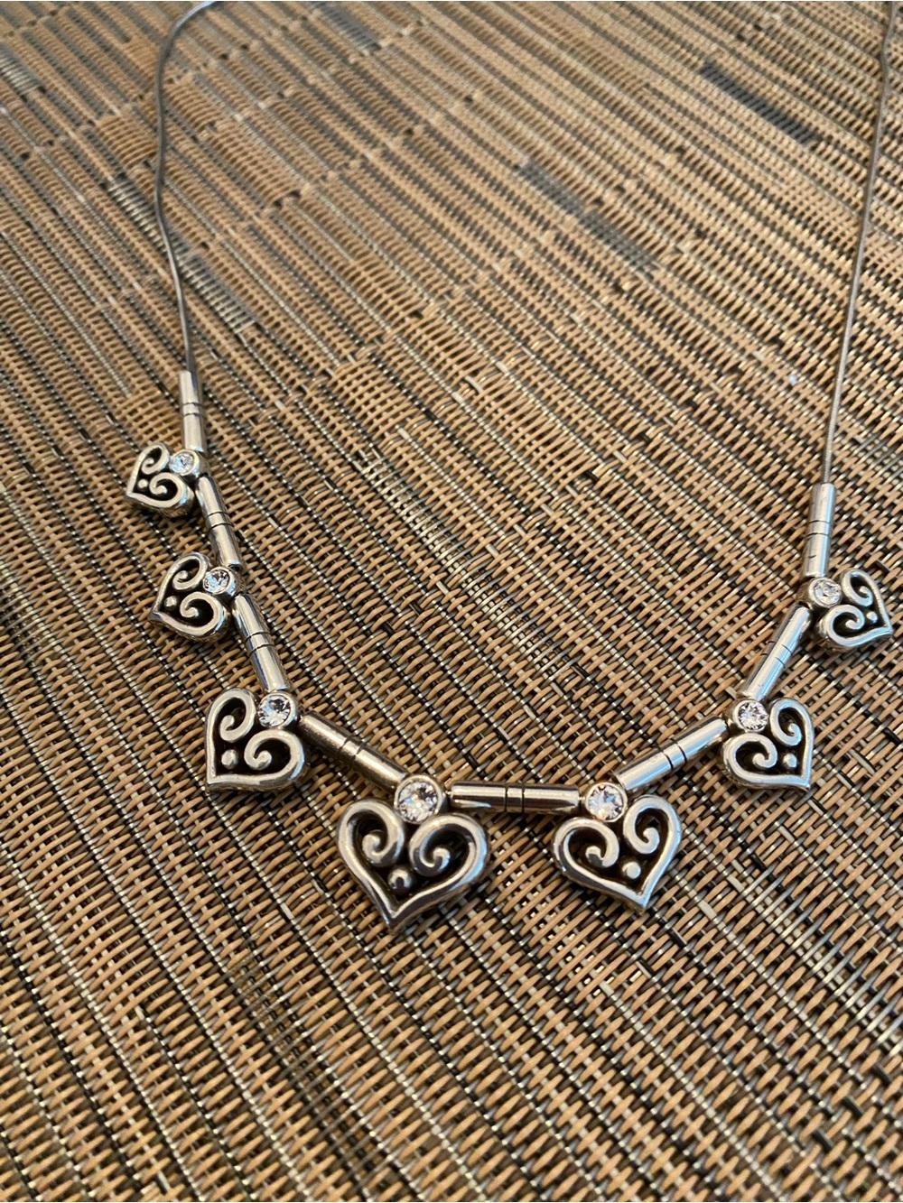 Brighton Silver Heart Pendant Necklace with Crystal Accents - Women Jewelry